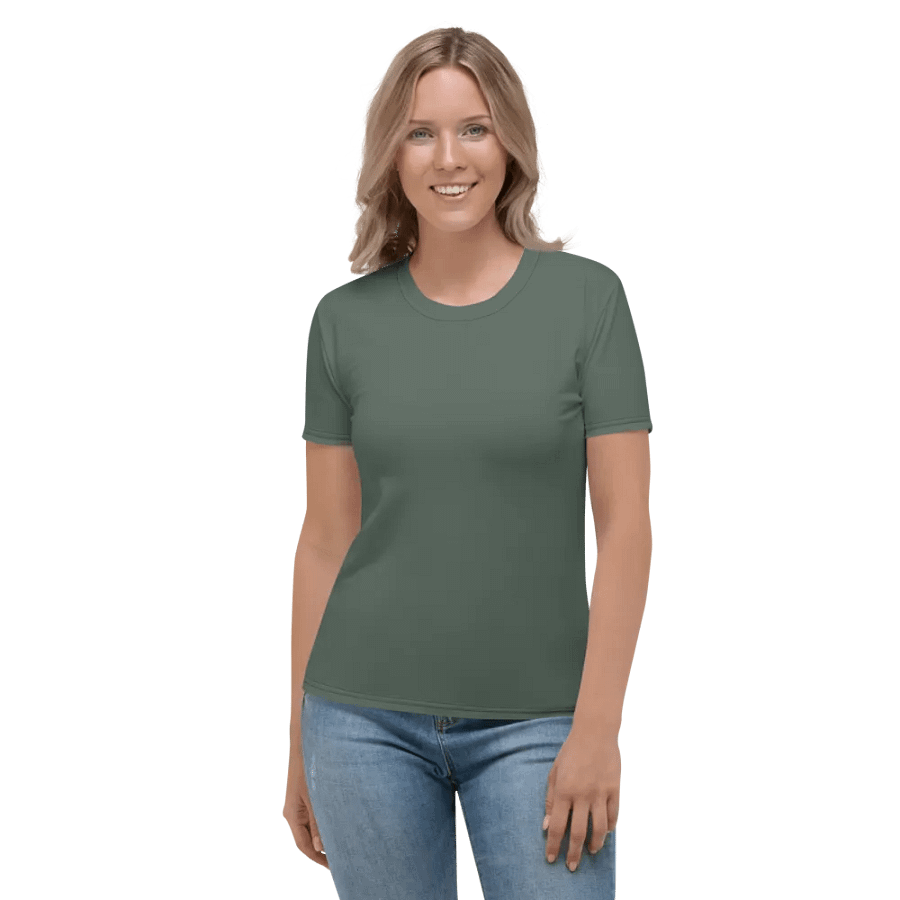 Plain Dark Sage Green Soft Summer Women's Crewneck Polyester Heavyweight Premium T-Shirt by Treasure Pie product image (3)