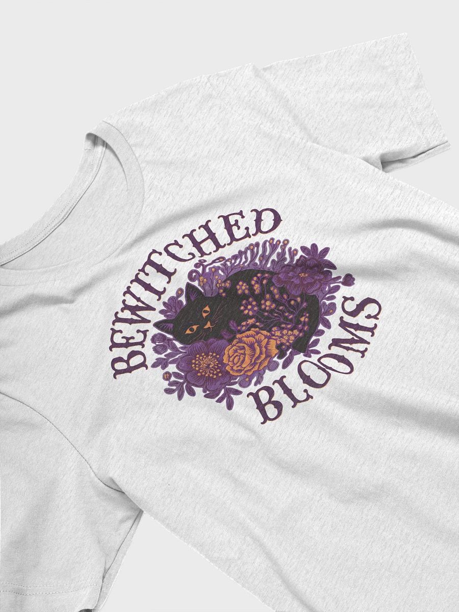 “BEWITCHED BLOOMS” t-shirt, playful black cat, Halloween apparel, floral finesse fashion, feline lovers clothing, floral cat graphics, cute Halloween shirt, witchy vibes clothing, gift idea product image (3)