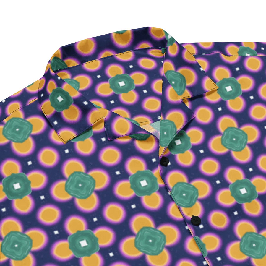 Hawaiin Style Shirt, Button Up, Unisex, Purple-Teal Green-Gold product image (2)
