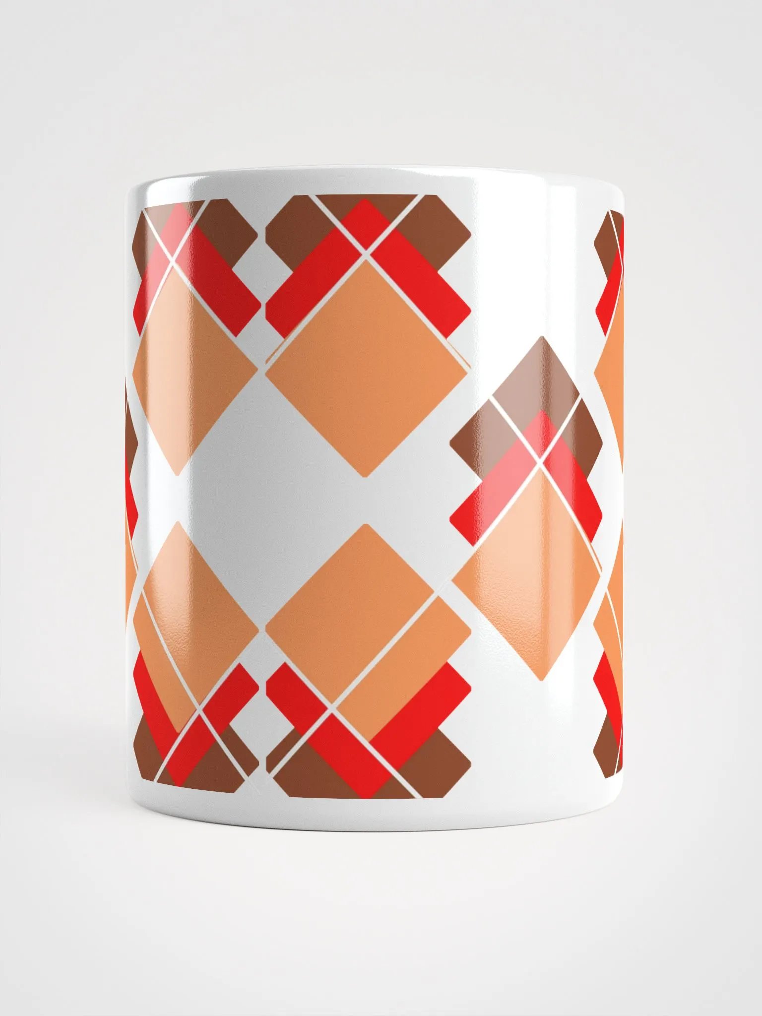 Brown, Red And Orange Overlapping Diamonds White Mug product image (3)