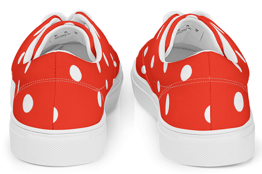 White Polka Dots on Red Men's Lace-Up Canvas Shoes product image (3)