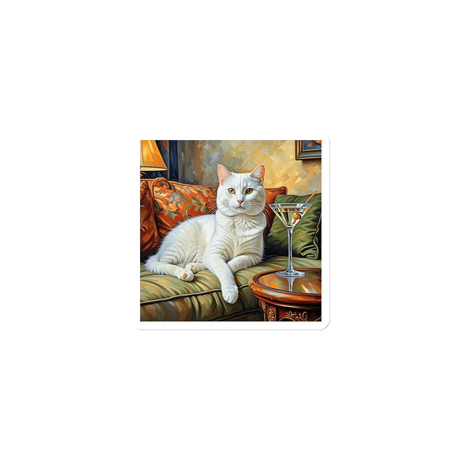 CLASSEY CAT ON COUCH NEXT TO MARTINI product image (1)