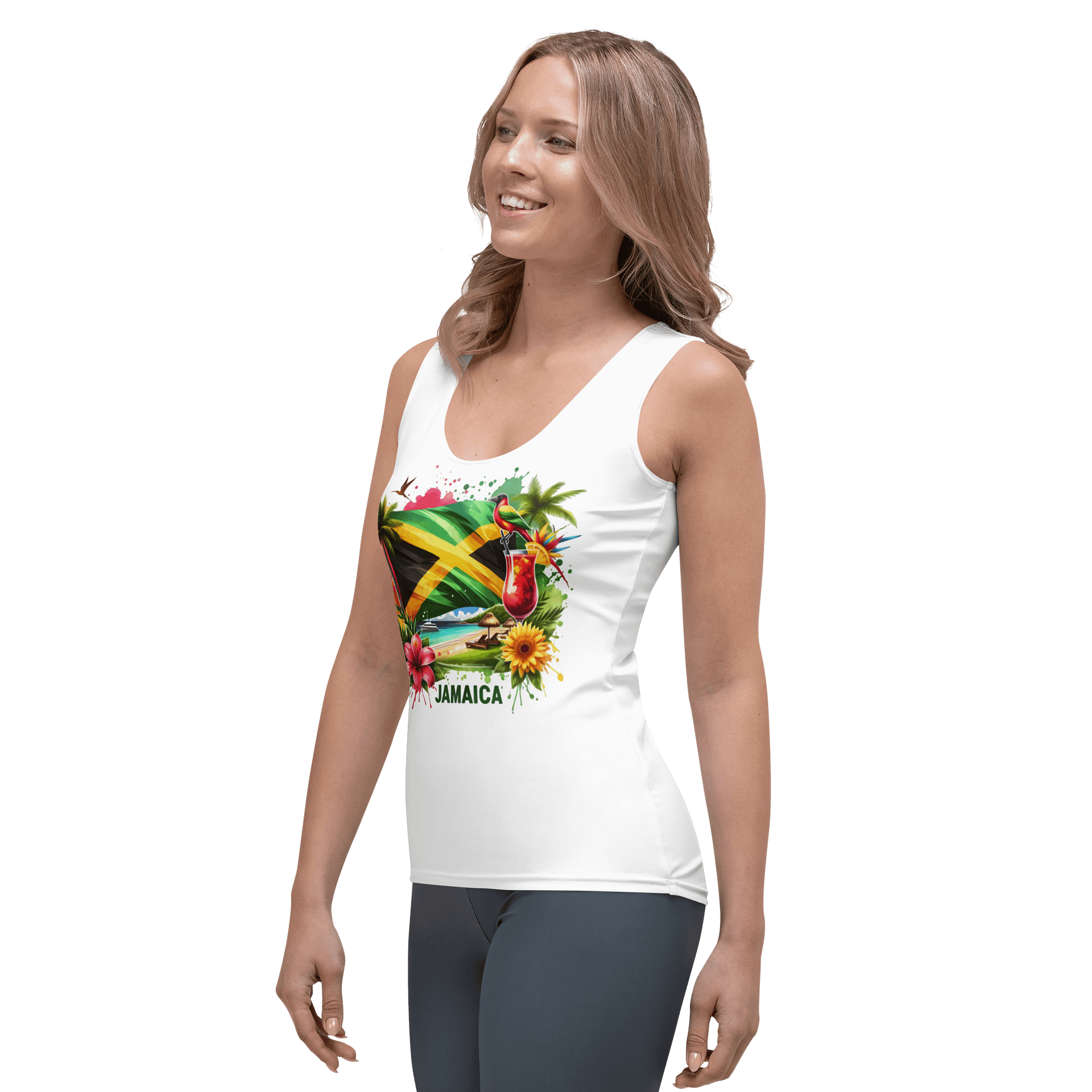 Women's Tank Top Jamaica Summer Tropical Flowers Beach Jamaican Flag product image (3)