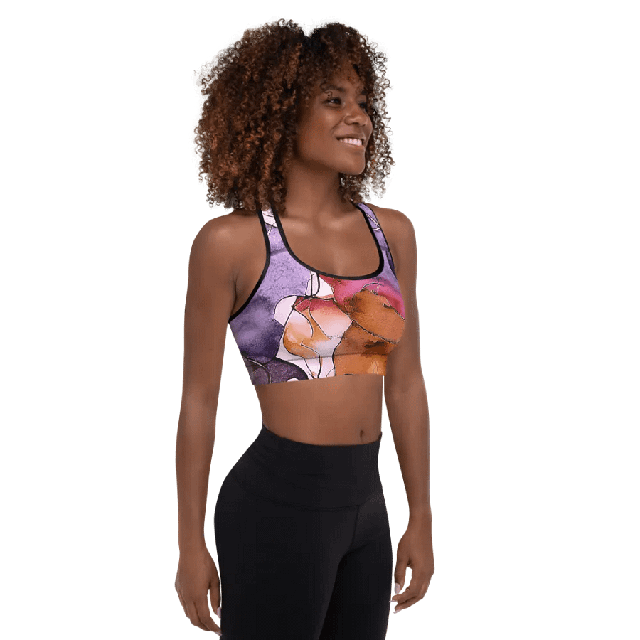 Beach Design - Mauves- Pink - Deep Yellow - All-Over Print Padded Sports Bra product image (3)