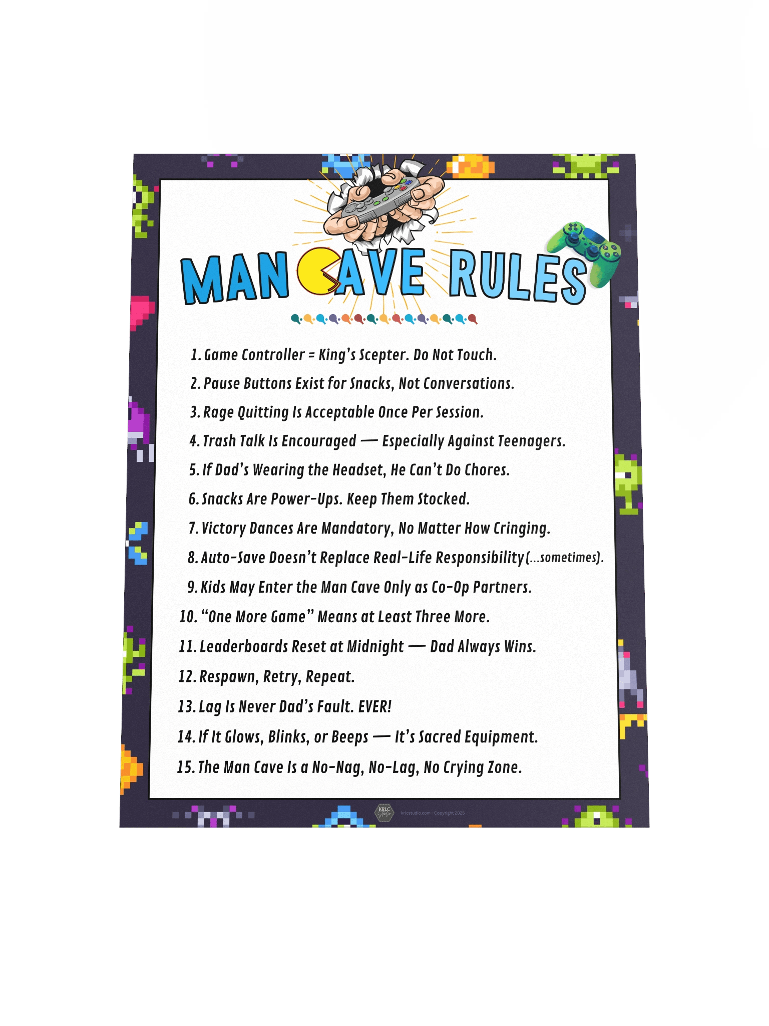 Man Cave Rules - Video Gamer Dads product image (12)