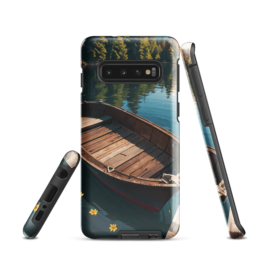 Serenity on the Lake Samsung Tough Case - Tranquil Boat on Water Design product image (1)