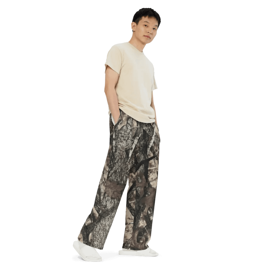 Forest Camo Unisex Wide-Leg Pants product image (7)