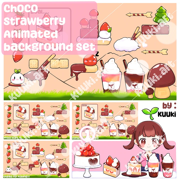 [Animated Background + Items Set] Choco Strawberry 🍫🍓 product image (1)