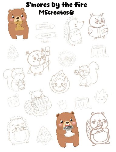August Sticker Sheet-animals making S’mores
