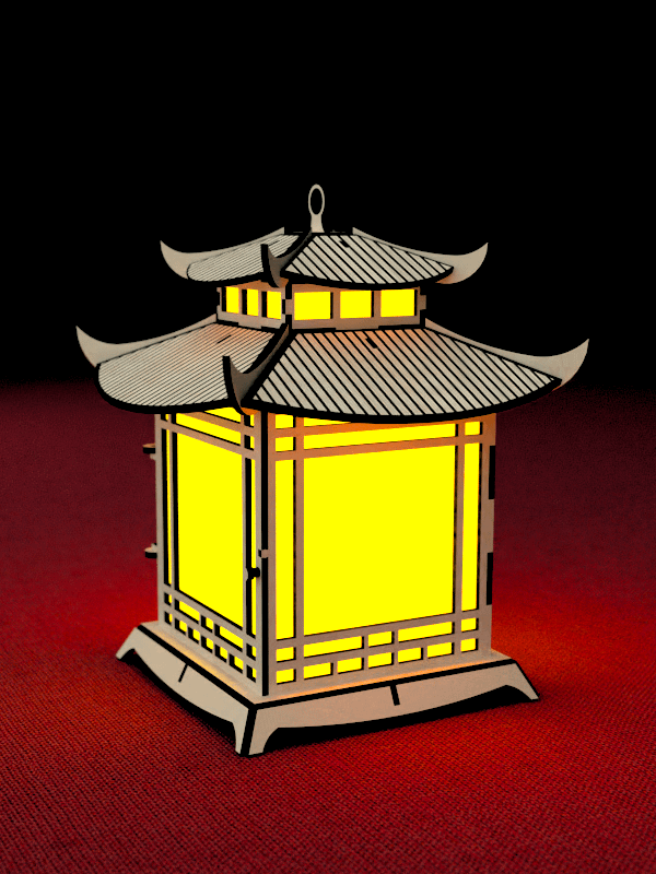 Japanese Pagoda Lantern Laser Cut File Candle Holder Night Light Decor Lamp Digital Download SVG, DXF, AI product image (2)