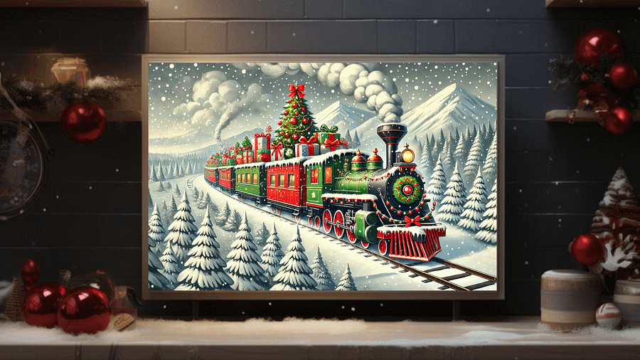 Mesmerizing Christmas Train A Nostalgic Winter Journey - Frame TV VI product image (2)