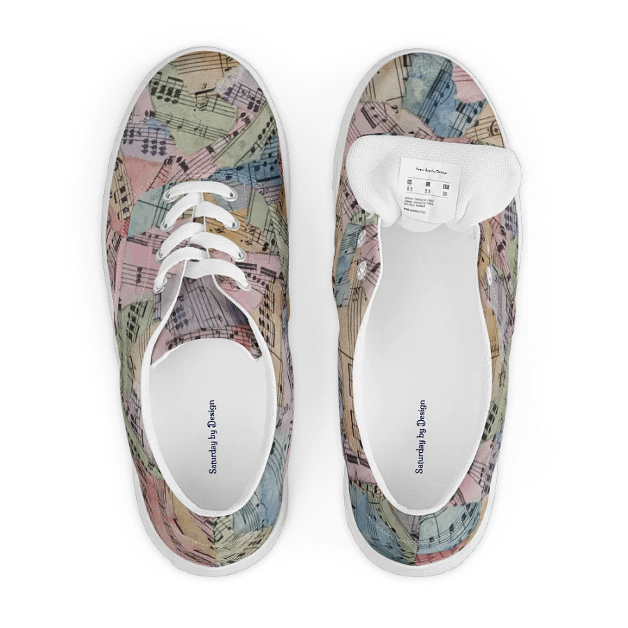 Colorful Sheet Music Collage Women's Lace-Up Canvas Shoes product image (3)