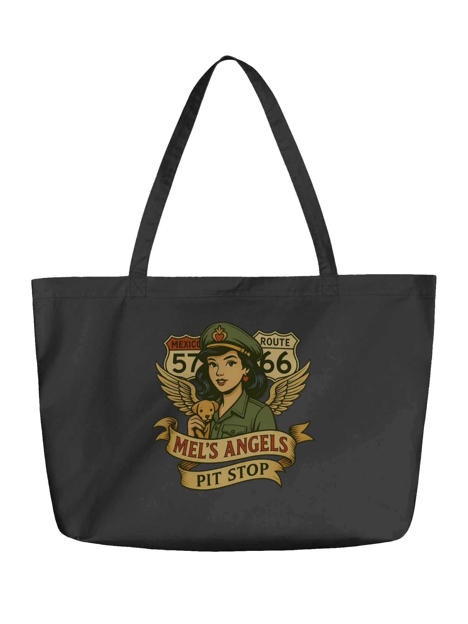 Mel’s Angels Pit Stop Organic Cotton Tote Bag – Eco-Friendly Large Capacity Grocery & Travel Bag product image (2)