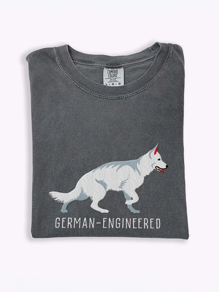 German-Engineered T-Shirt(Embroidered) of a German Shepherd(White) product image (1)