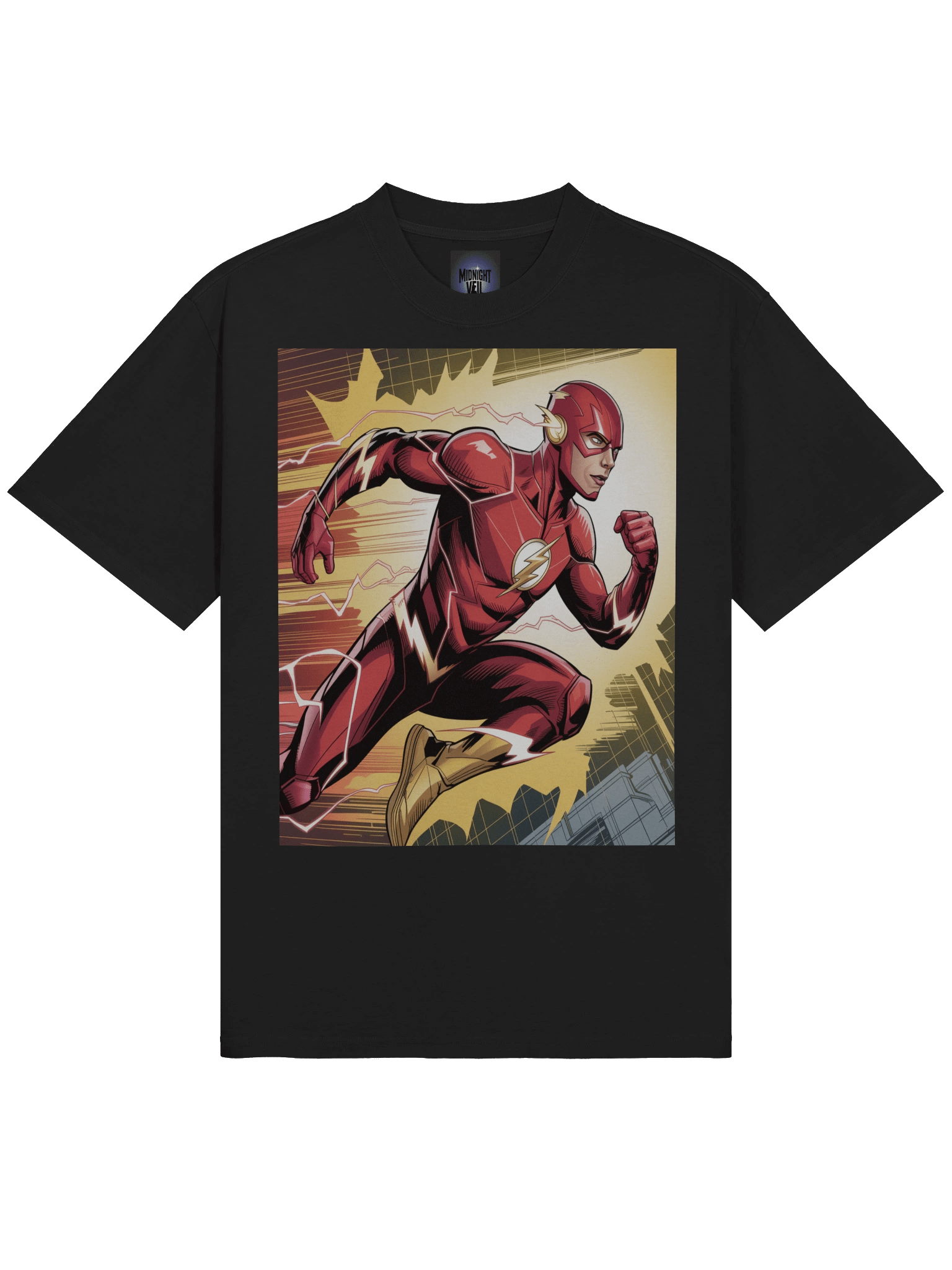Shadow Sprint: The Flash Faded Velocity Oversized T-Shirt product image (5)