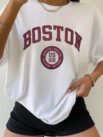 Boston USA City Printed Womans Short T-shirt product image (1)