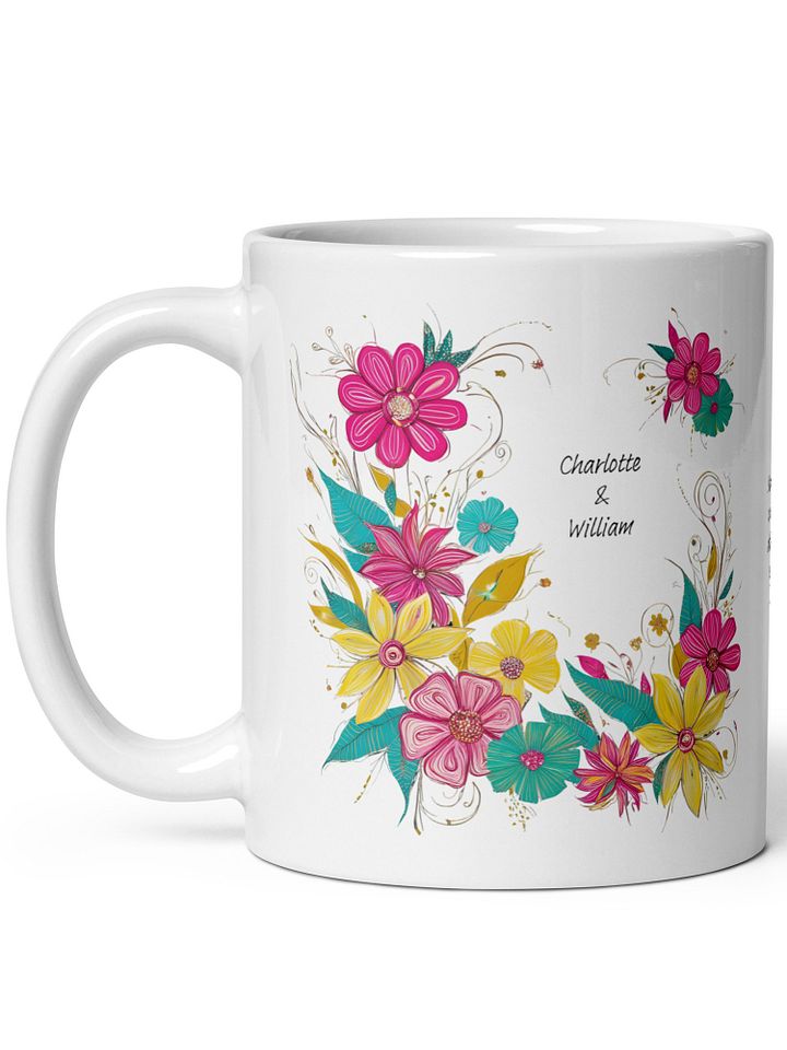 Artsy Boho Flowers White Glossy Mug for Anniversaries, Baby Showers, Engagements product image (2)