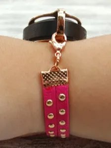 Raspberry Faux Suede Stud Bracelet | Handmade Accessory for Bellabeat Leaf Urban & Ivy product image (2)