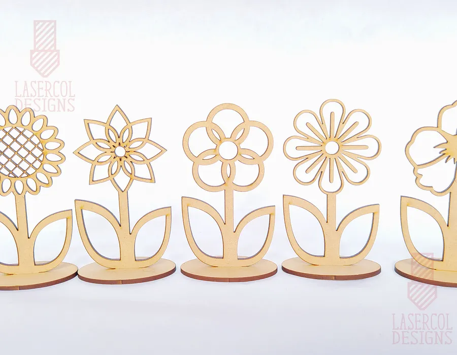 Flowers - Set 2 - (Two Sizes, Five Styles) - Laser Cut Files product image (10)