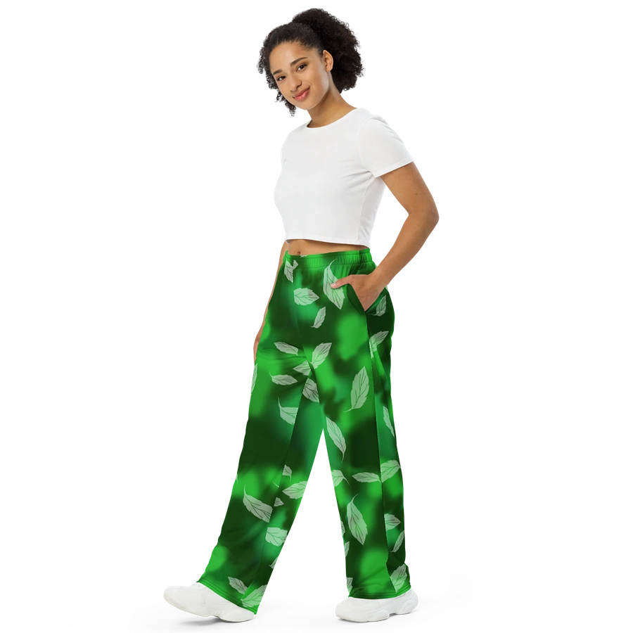 Green Leaf Pattern Wideleg Pants product image (4)