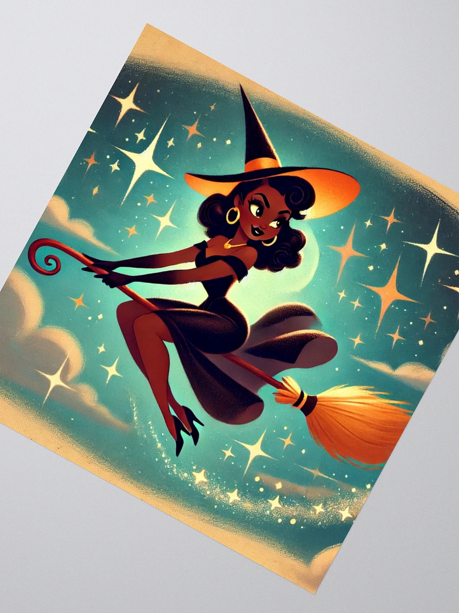 Whimsical Witch on Her Broomstick Halloween Sticker product image (2)