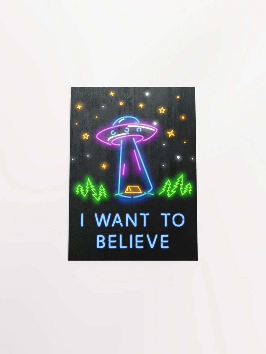 I want to believe / X-Files poster. Neon version — sci-fi poster, movie poster, space art print product image (6)