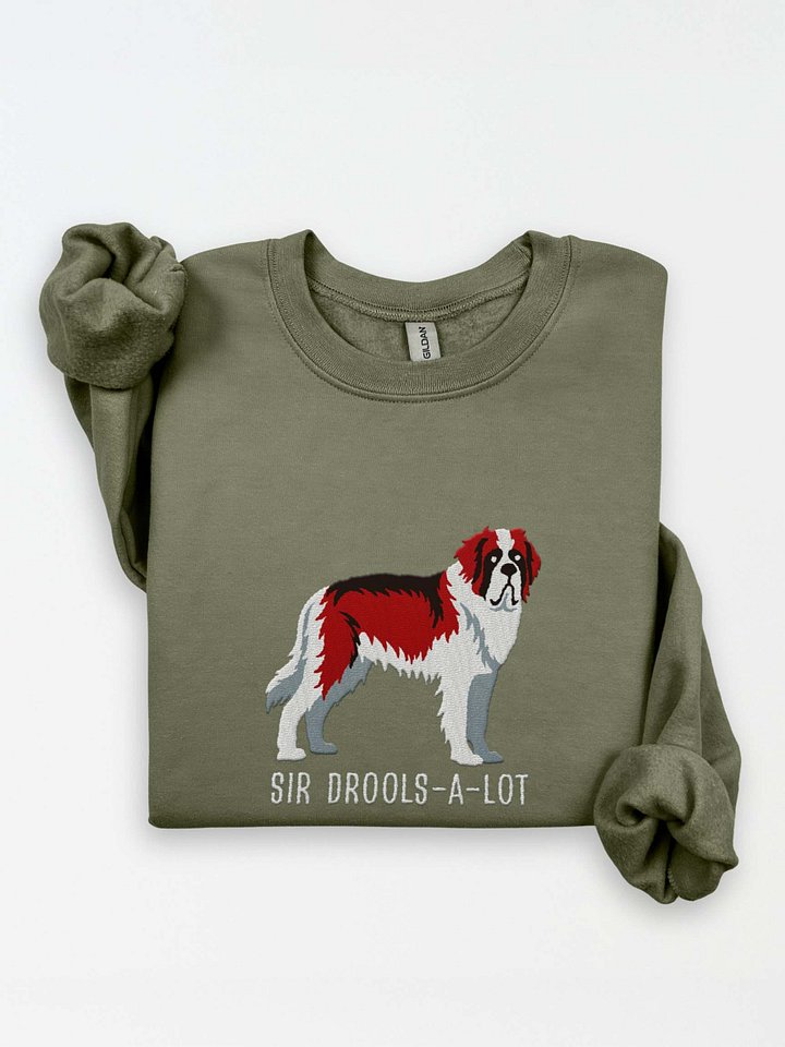 Sir Drools-A-Lot Sweatshirt (Embroidered) of a Saint Bernard(Mahogany & White) product image (1)