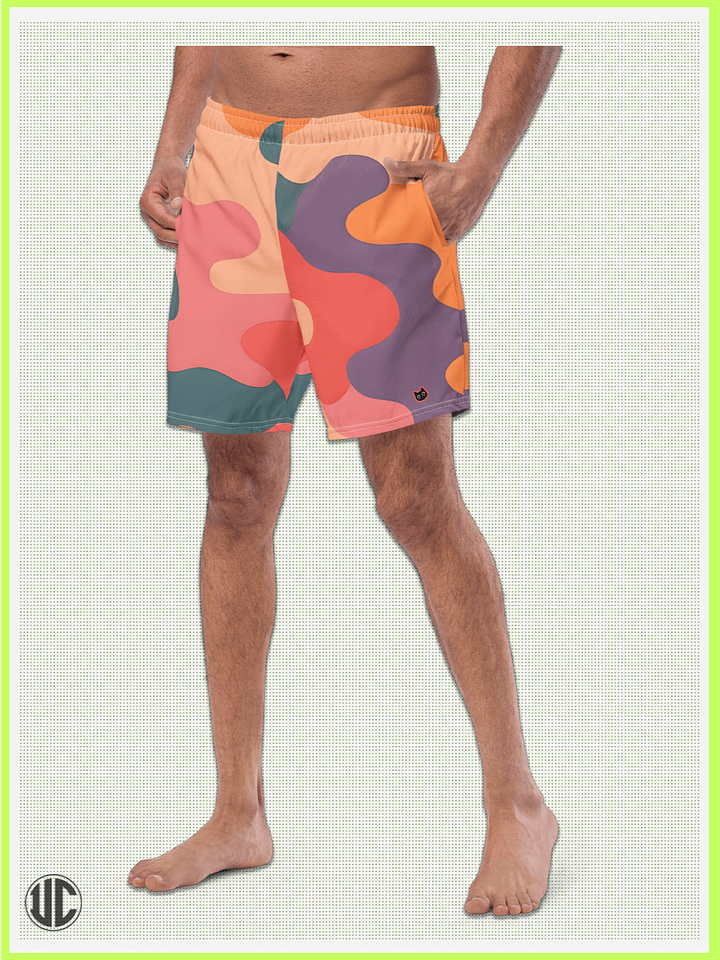 Becky's Coral Camo – Men’s Swim Trunks product image (1)