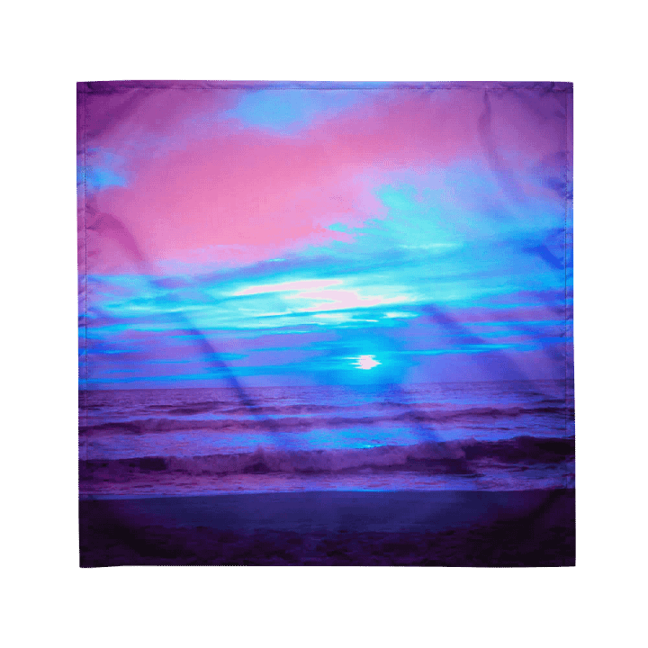 Seashore Sunrise Beach Bandana, Blue Pink Purple Cotton Candy Color Coastal Accessory product image (1)