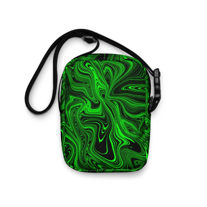 Utility Crossbody Bag - Green and Black Fluid Swirls product image (1)