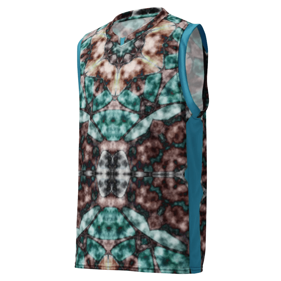 Bohemian 6 Pointed Madala Tuquoise and Brown/ All-Over Print Recycled Unisex Basketball Jersey by Sublicolor product image (3)