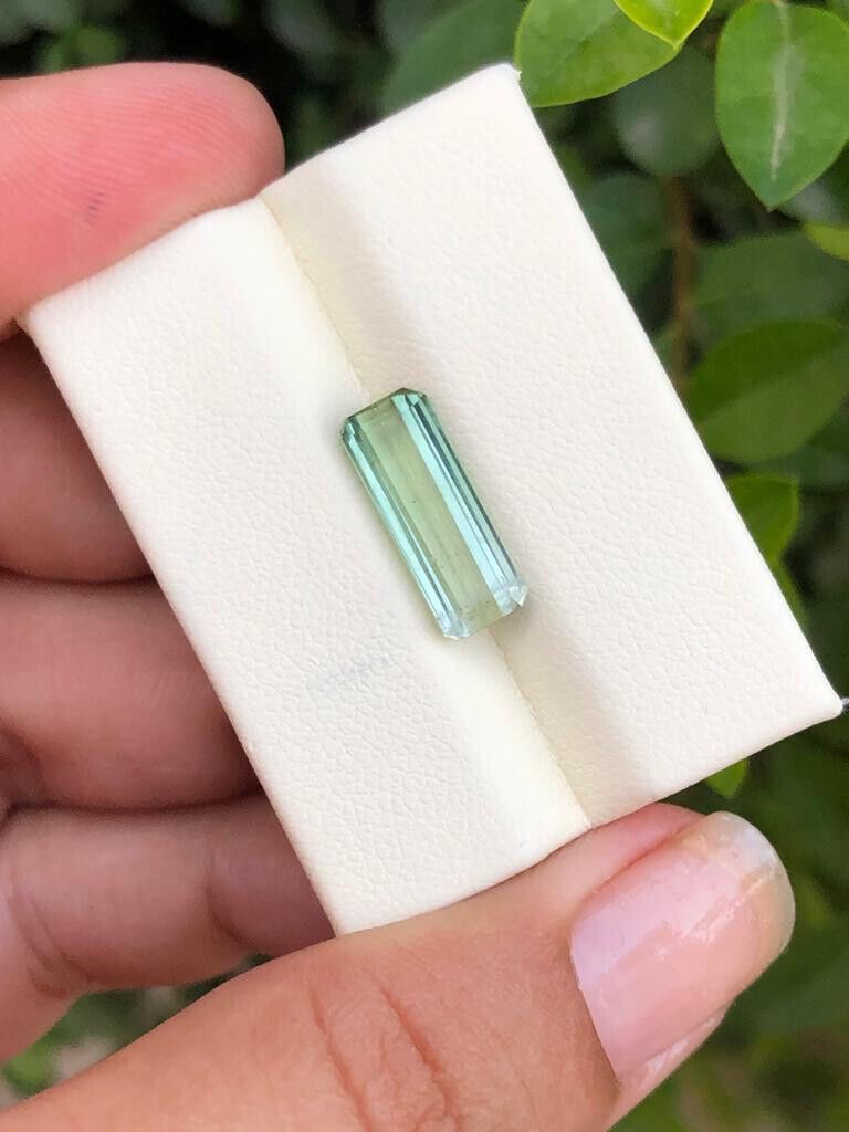 TOURMALINE GEMSTONE FOR PENDANT LITE GREEN EMERALD CUT SHINY NATURAL, 3.40 CARAT product image (5)