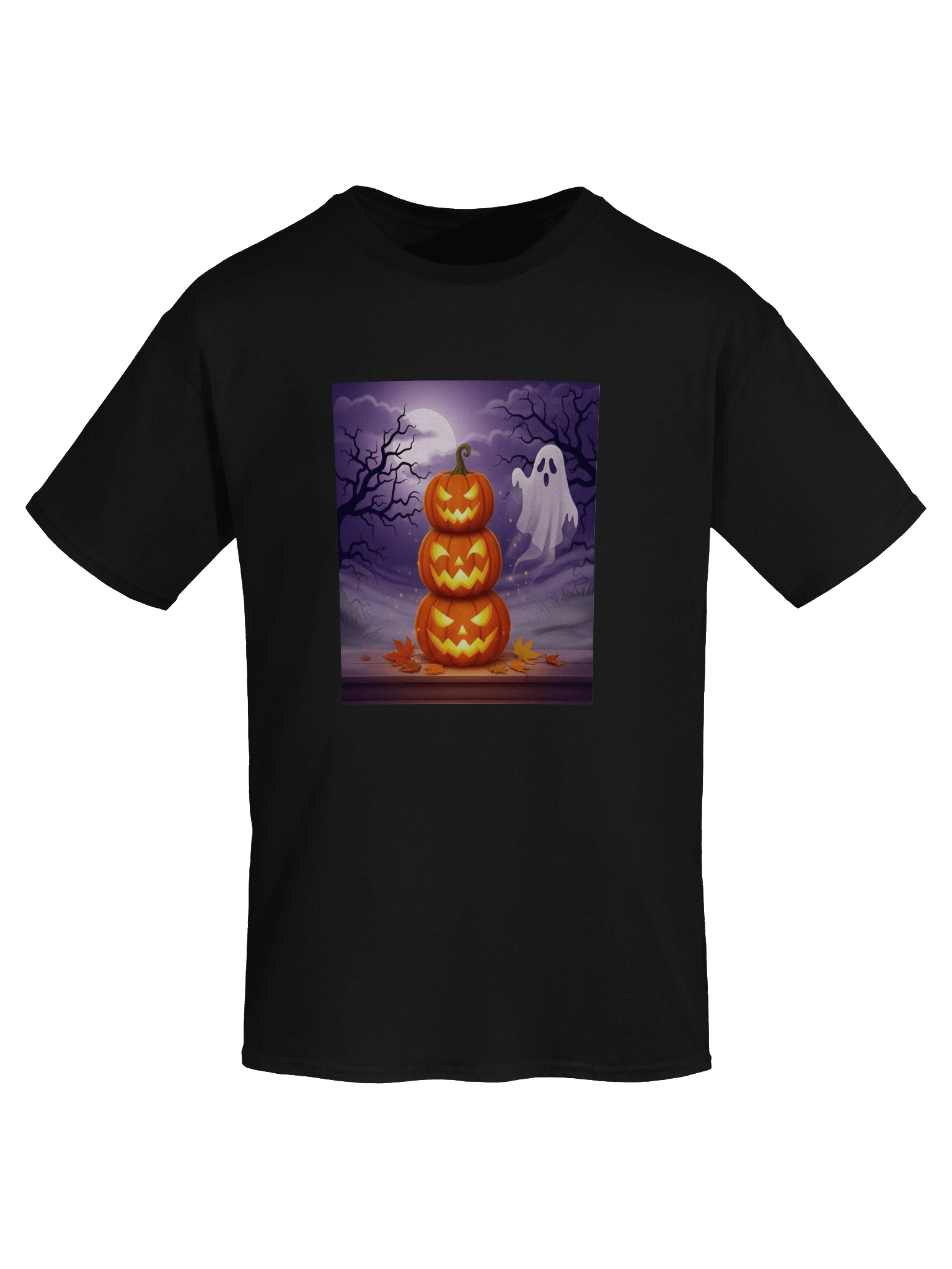 Haunted Pumpkins & Friendly Ghost - Halloween Moonlit Night Design for Festive Merchandise product image (7)
