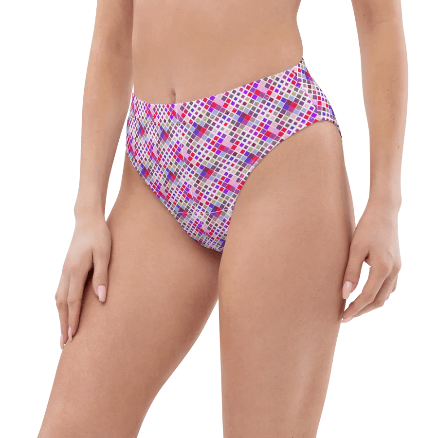 Colorful Square Pattern Design High Waist Bikini Bottom product image (1)