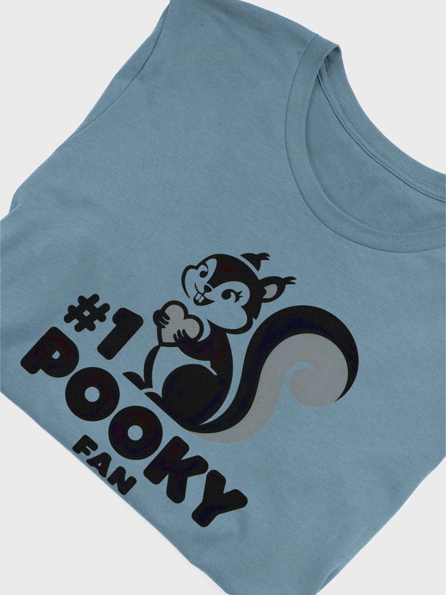 Pooky's #1 Fan T-Shirt, old school stensil art (eg Banksky), image on back of shirt by collar as well product image (5)