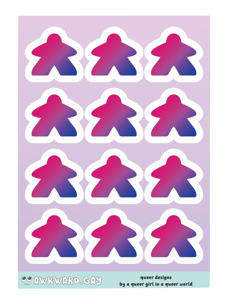 Bisexual Pride Gradient Meeple Sticker Sheet product image (3)