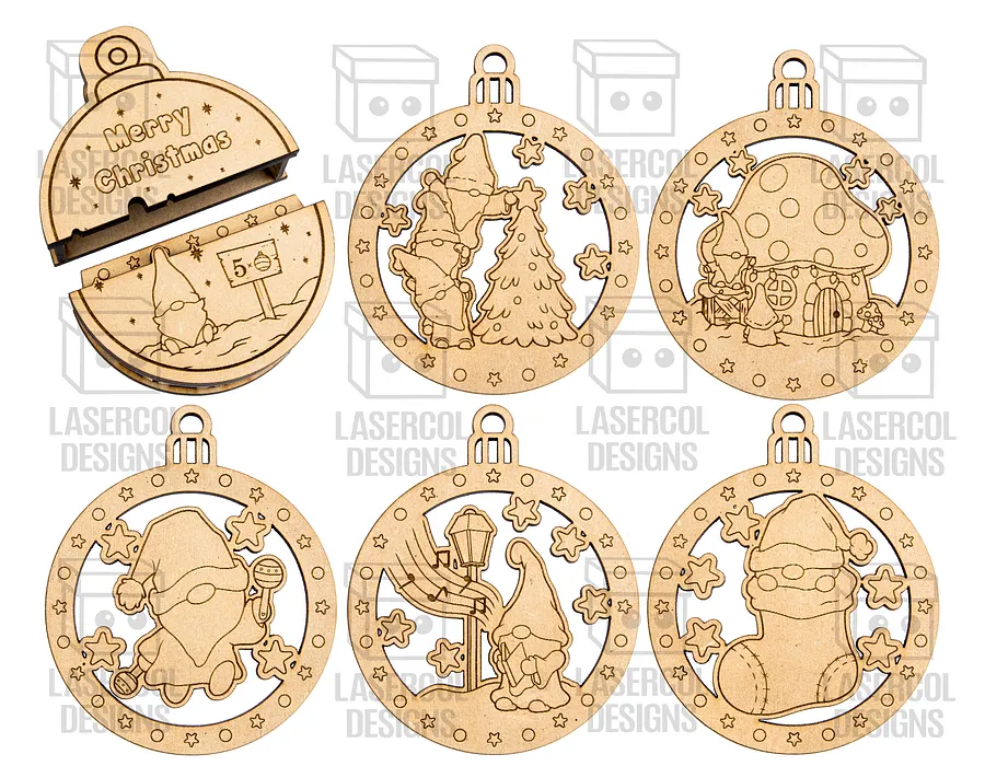 Small Ornaments Box (Gnomes version) - Laser Cut Files product image (2)