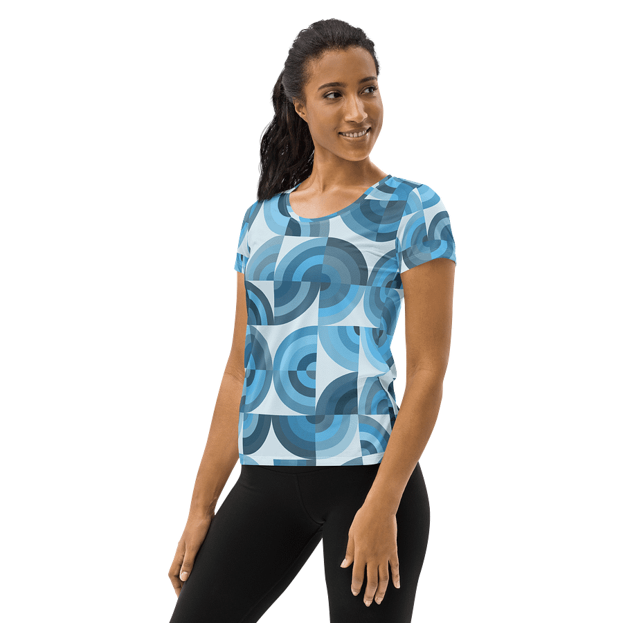 Symmetric Blue Geometric Women's Athletic Tee product image (3)