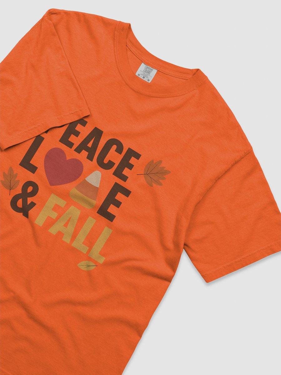 Peace Love & Fall Candy Corn Shirt - Cozy Autumn Graphic Tee, Orange Fall Shirt for Women, Thanksgiving & Pumpkin Patch Outfit product image (7)