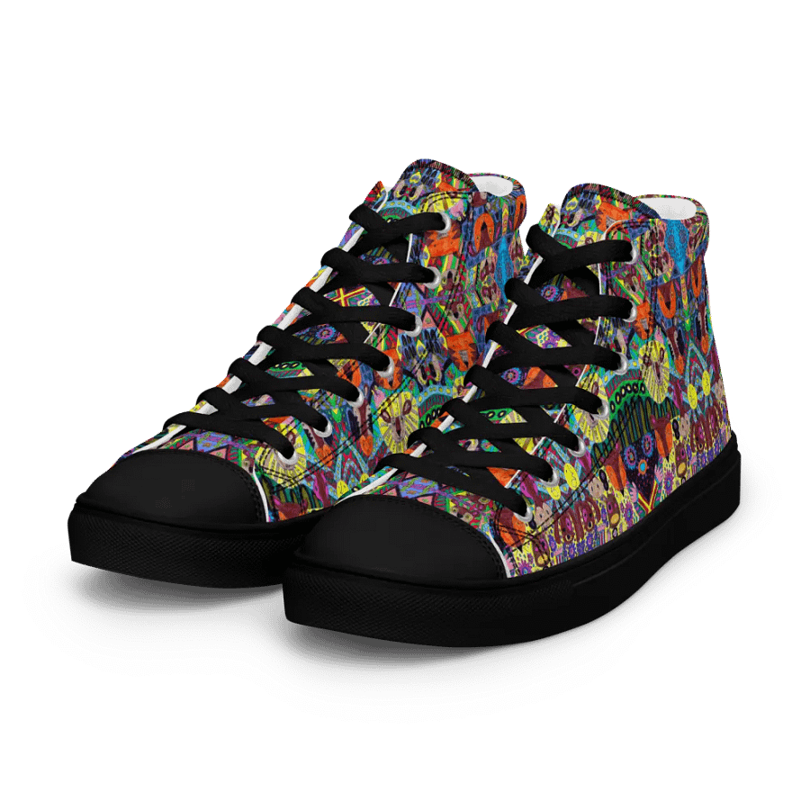 Abstract Doodle Art Animals Ladies High Top Canvas Shoes product image (9)