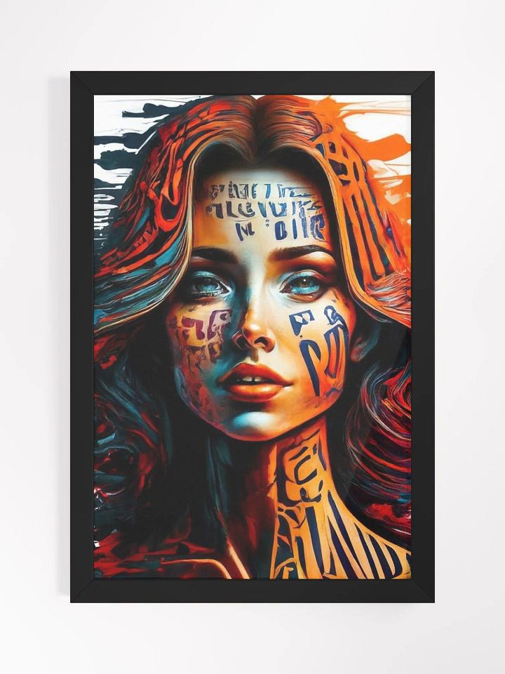 Stunning Digital Painting of a Tattooed Woman with Colorful Abstract Background product image (1)