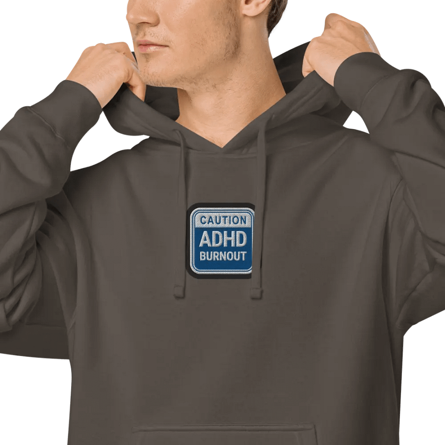 CAUTION: ADHD BURNOUT embroidered pigment hoodie (royal bubble design 2) product image (5)