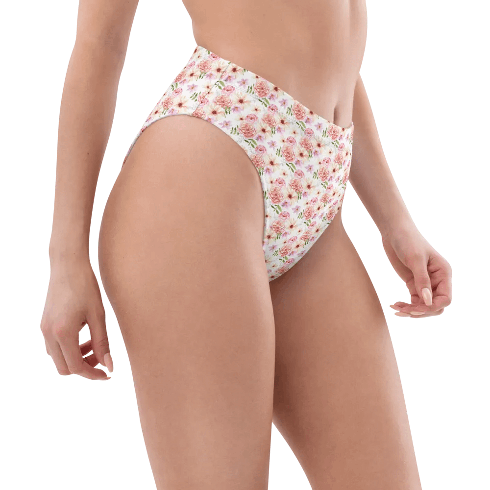 Watercolour Floral Pattern High Waisted Bikini Bottom - V7 product image (1)