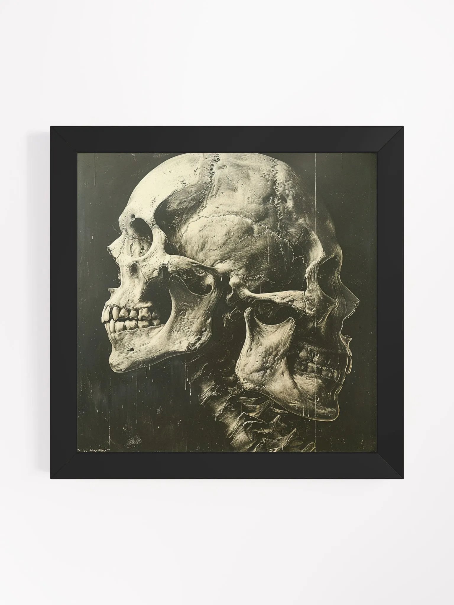 Skeleton Heads of Conjoined Twins Black and White Framed Wall Art product image (17)