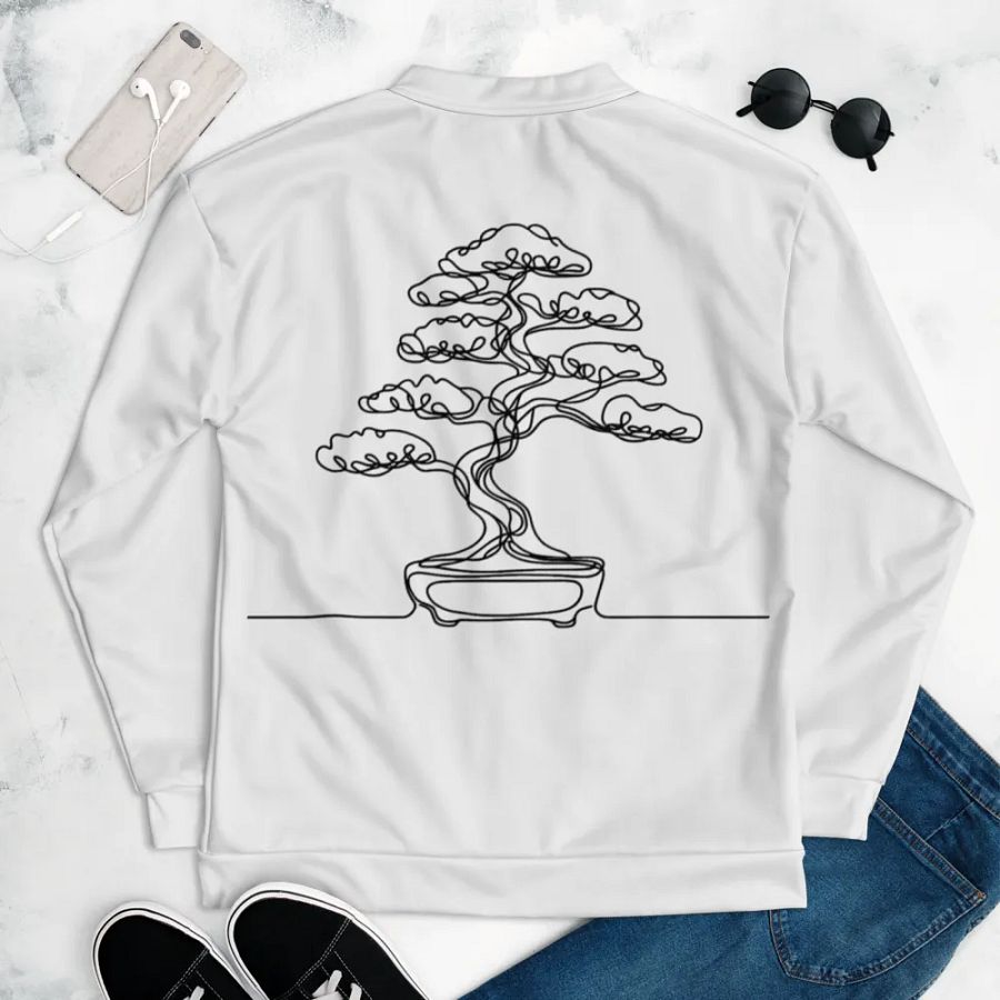 Bonsai Tree Line Art Design Bomber Jacket product image (5)