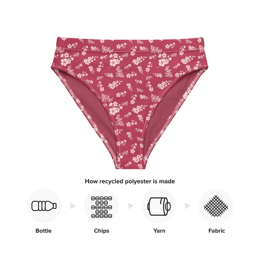 Cherry Blossoms on Magenta Eco-Green High Waisted Bikini Bottoms product image (8)