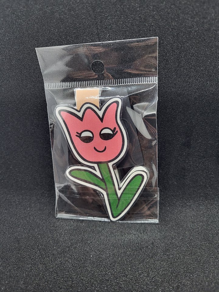 Cute Cartoon Pink Tulip Magnetic Laminated Bookmark for Flower Fans product image (1)