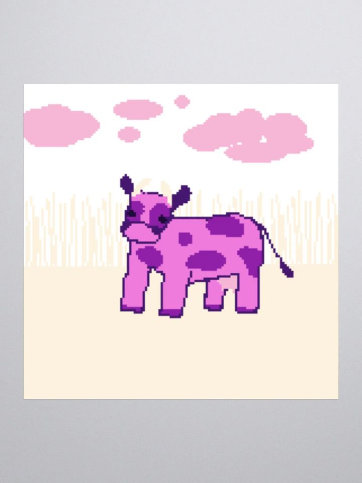 Purple Cow in a Field sticker product image (1)