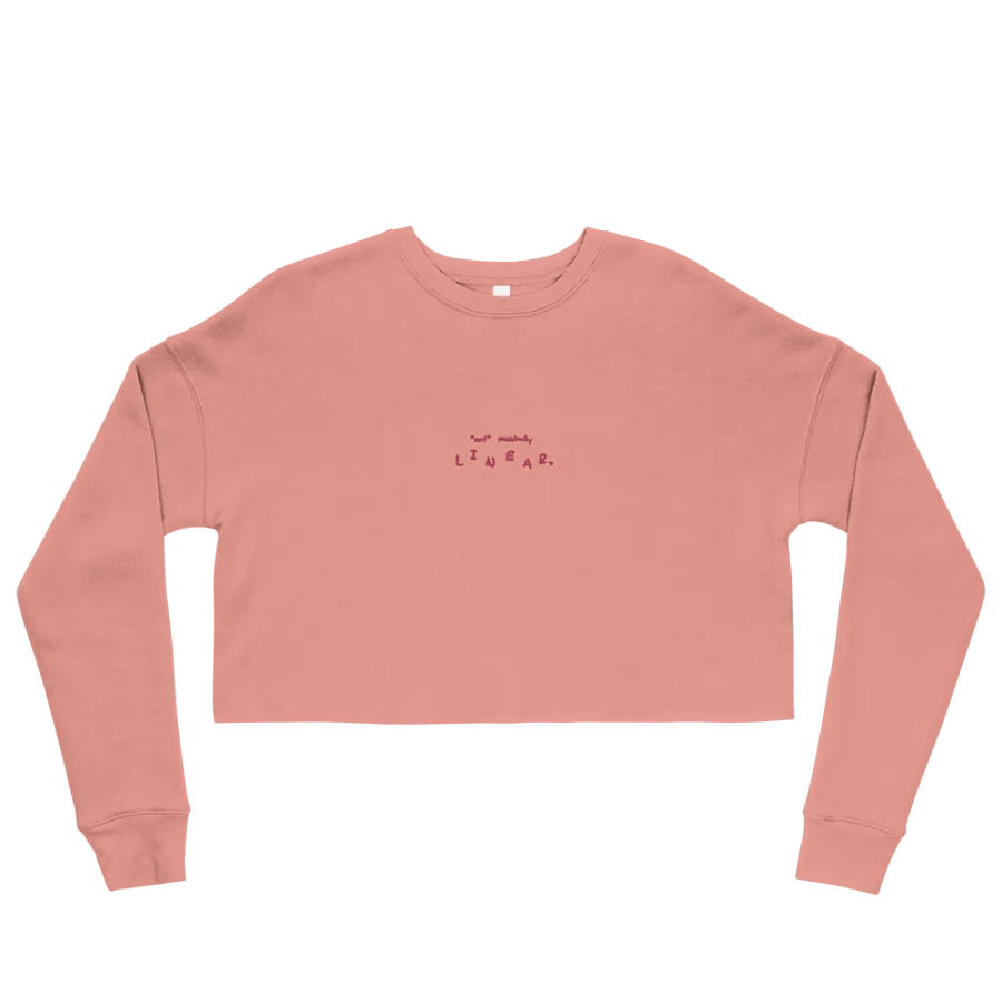 *not* mentally linear. (pink thread) embroidered fleece crop crew product image (25)