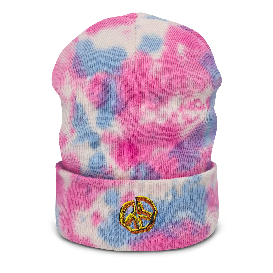 Pixeled Peace Embroidered Beenie (tie dye) product image (1)